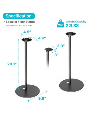 Soportes para Altavoces Sonos Era 100 y 300 PEGZONE, Metal, 71.4 cm