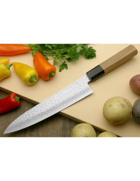 Cuchillo de Chef Japonés Yoshihiro Gyuto Damasco 21cm VG10