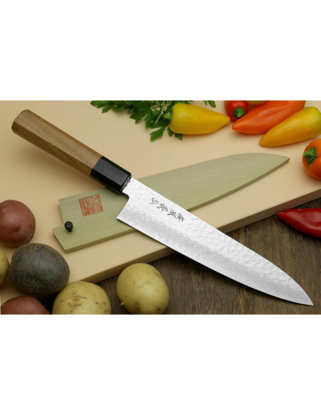 Cuchillo de Chef Japonés Yoshihiro Gyuto Damasco 21cm VG10