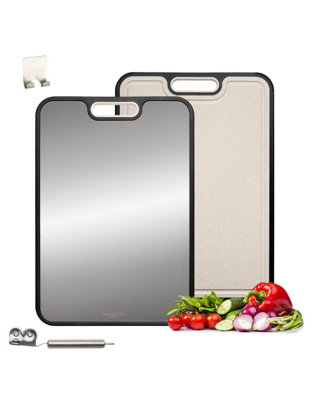 Tabla de Cortar de Titanio 40.64x27.94 cm con Afilador - essentialNook
