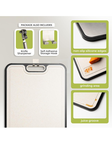 Tabla de Cortar de Titanio 40.64x27.94 cm con Afilador - essentialNook