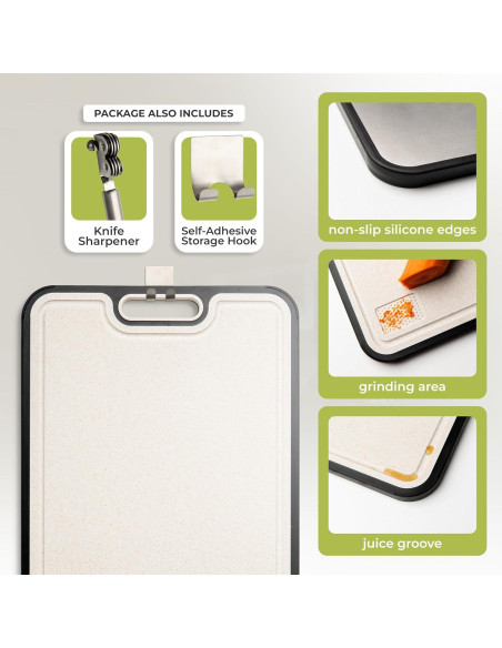 Tabla de Cortar de Titanio 40.64x27.94 cm con Afilador - essentialNook