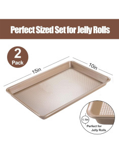 Juego de 2 bandejas de hornear JOHO BAKING 25x38 cm doradas 2