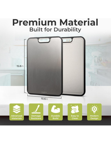 Tabla de Cortar de Titanio 40.64x27.94 cm con Afilador - essentialNook