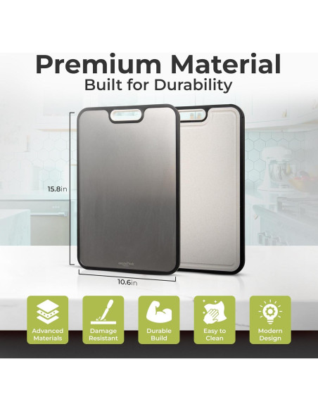 Tabla de Cortar de Titanio 40.64x27.94 cm con Afilador - essentialNook