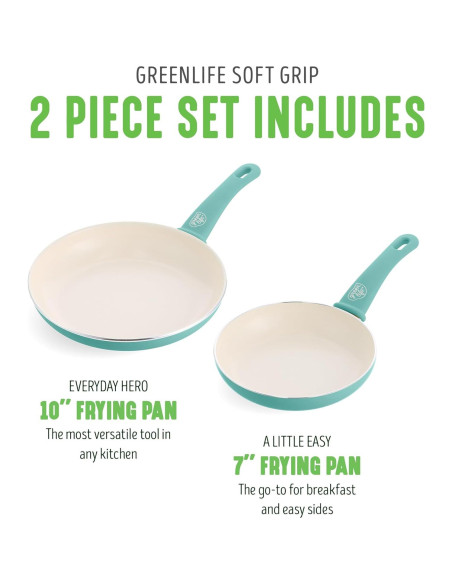 Juego de Sartenes Antiadherentes GreenLife Soft Grip 7" y 10"