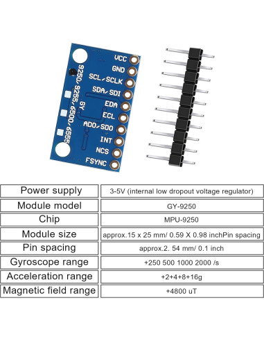 Sensor de 9 Ejes MPU9250 GY-9250 Giroscopio Acelerómetro