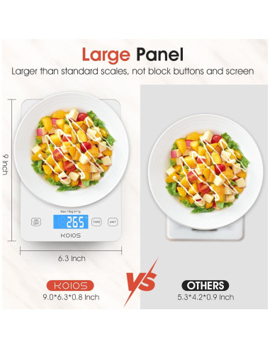 Balanza de Cocina Digital KOIOS K68 15kg LCD Tare Carga Tipo-C
