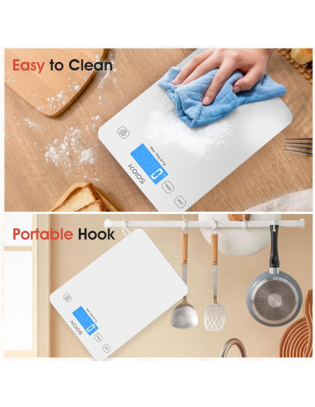 Balanza de Cocina Digital KOIOS K68 15kg LCD Tare Carga Tipo-C