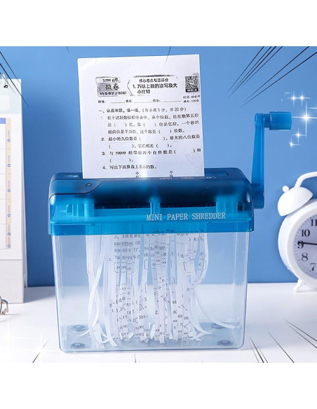 Mini Trituradora Manual Kakalote Azul para Papel y Documentos Mini Trituradora Manual Kakalote Azul para Papel y Documentos