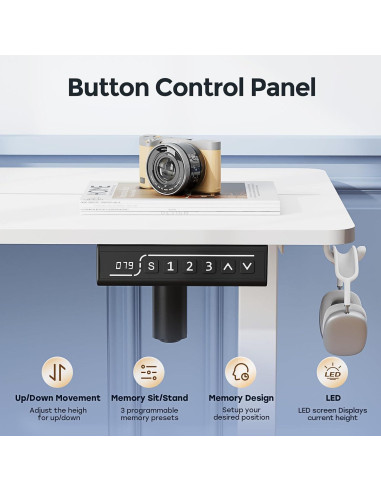 Escritorio de Pie Eléctrico JYLH JOYSEEKER 35" Blanco Ajustable