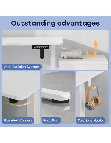 Escritorio de Pie Eléctrico JYLH JOYSEEKER 35" Blanco Ajustable