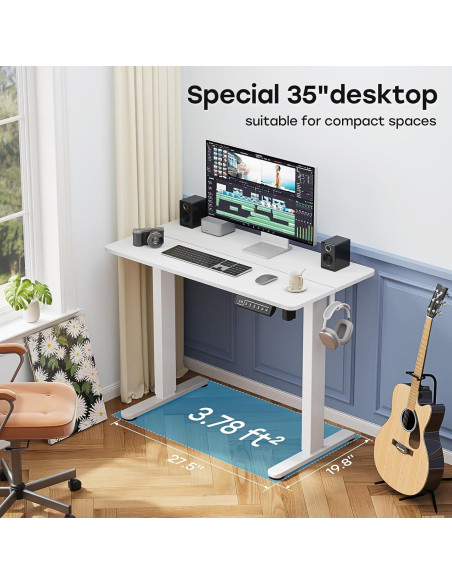 Escritorio de Pie Eléctrico JYLH JOYSEEKER 35" Blanco Ajustable