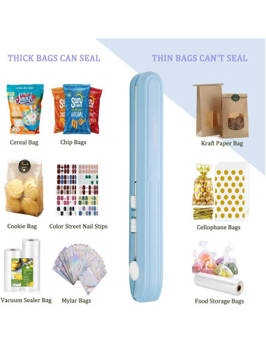 Sellador de Bolsas Manual Karidge 20W Azul - Gadget de Cocina