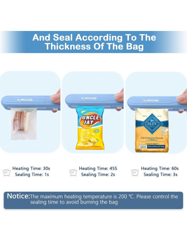Sellador de Bolsas Manual Karidge 20W Azul - Gadget de Cocina