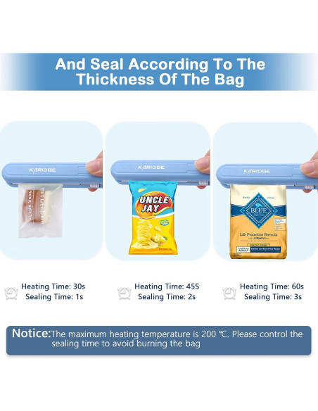 Sellador de Bolsas Manual Karidge 20W Azul - Gadget de Cocina Sellador de Bolsas Manual Karidge 20W Azul - Gadget de Cocina