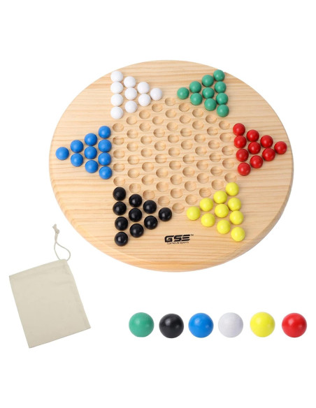 Tablero de Damas Chinas GSE 29.21 cm Madera con 66 Canicas