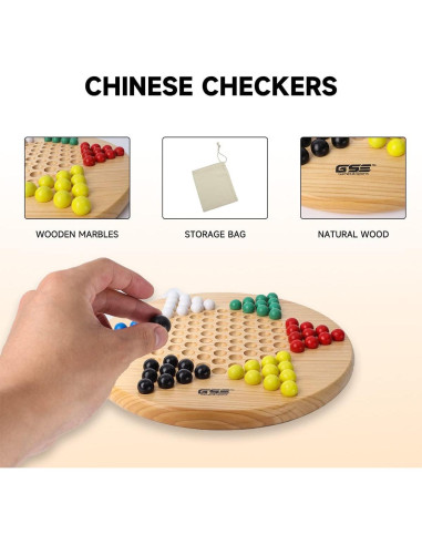 Tablero de Damas Chinas GSE 29.21 cm Madera con 66 Canicas