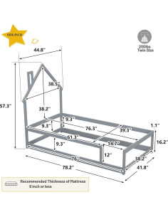 Cama Twin Montessori Mirightone con Cabecera Casa y Barandillas 2