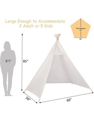 Tienda Teepee Grande 2.13 m Betterhood para Adultos y Niños