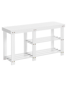 Banco de Zapatos de Bambú SONGMICS 3 Niveles Blanco 28.5x86x45.3cm