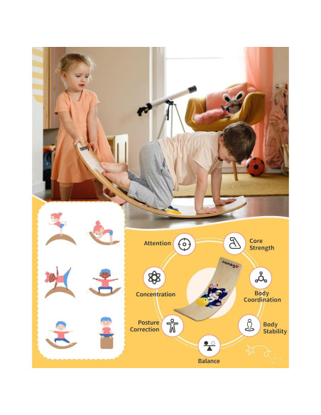 Tablero de Equilibrio de Madera nonogo 88.9 cm para Niños y Adultos