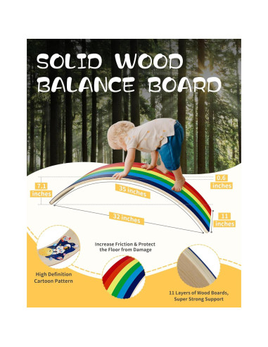 Tablero de Equilibrio de Madera nonogo 88.9 cm para Niños y Adultos