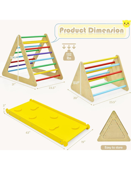 Juguete de Escalada Costzon Triángulo de Madera 3 Piezas
