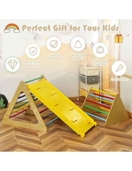 Juguete de Escalada Costzon Triángulo de Madera 3 Piezas