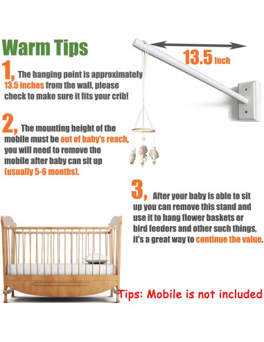 Brazo Móvil de Madera Tuiiopoli para Cunas - Soporte Blanco