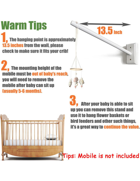 Brazo Móvil de Madera Tuiiopoli para Cunas - Soporte Blanco