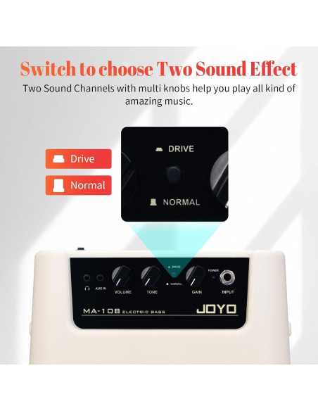 Amplificador de Bajo JOYO MA-10B 10W Portátil con Correa