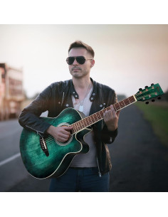 Guitarra Acústica Cutaway 40" Winzz Verde Cazador para Principiantes 2