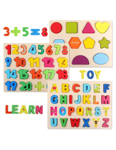 Rompecabezas de Madera QZMTOY 3 en 1 para Niños 3+