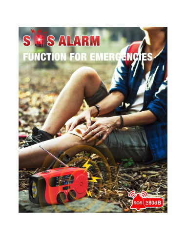 Radio de Emergencia Portátil Emgykit con Manivela y Alerta NOAA