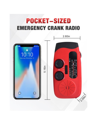 Radio de Emergencia Portátil Emgykit con Manivela y Alerta NOAA