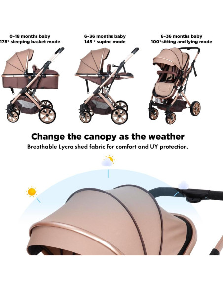 Cochecito de bebé PEARLOVE HA321 Plegable con Capota Ajustable