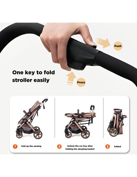 Cochecito de bebé PEARLOVE HA321 Plegable con Capota Ajustable