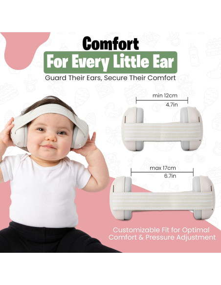Auriculares Canceladores de Ruido INDOORSY para Bebés - Protección Auditiva Crema