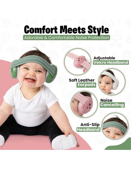 Auriculares Canceladores de Ruido INDOORSY para Bebés - Protección Auditiva Crema