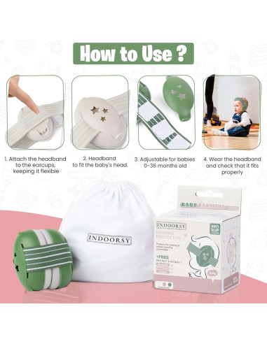 Auriculares Canceladores de Ruido INDOORSY para Bebés - Protección Auditiva Crema