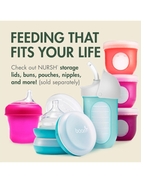 Botellas Anticólico Boon Nursh 8 Oz Silicona Segura Verde