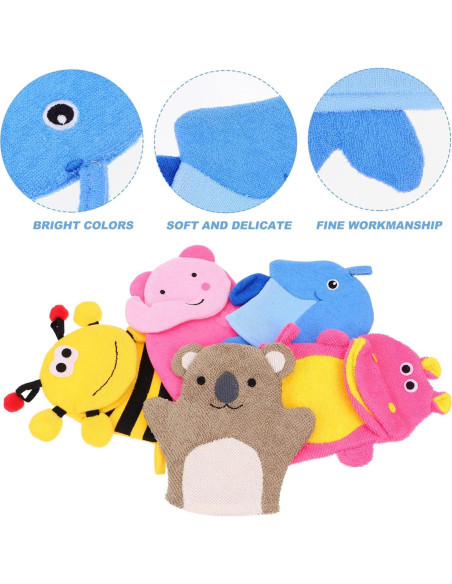 TOYANDONA Guantes de Baño Exfoliantes para Niños 5 Piezas TOYANDONA Guantes de Baño Exfoliantes para Niños 5 Piezas