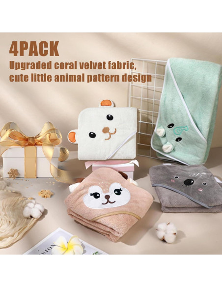 Toallas con Capucha Hushlibaby 4Pack Animales 80x80 cm