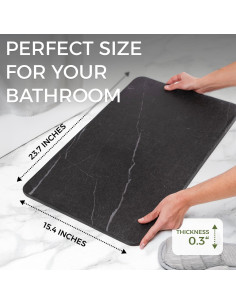 Alfombra de Baño Solacea de Piedra Diatomácea 60x39 cm Negro 2