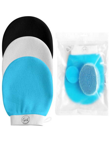 Set de Exfoliación de Baño 5 en 1 Azul - Silicona y Viscosa