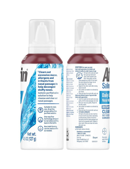 Afrin Spray Nasal Salino 100% Libre de Medicamentos 2x127.6g