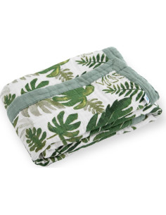 Manta de Recepción Pequeño Unicornio 76x102cm Algodón Muselina Hoja Tropical 2