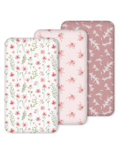 Sábanas Ajustadas para Cuna Civarua Kids Rosa Floral - Paquete de 3