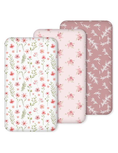 Sábanas Ajustadas para Cuna Civarua Kids Rosa Floral - Paquete de 3